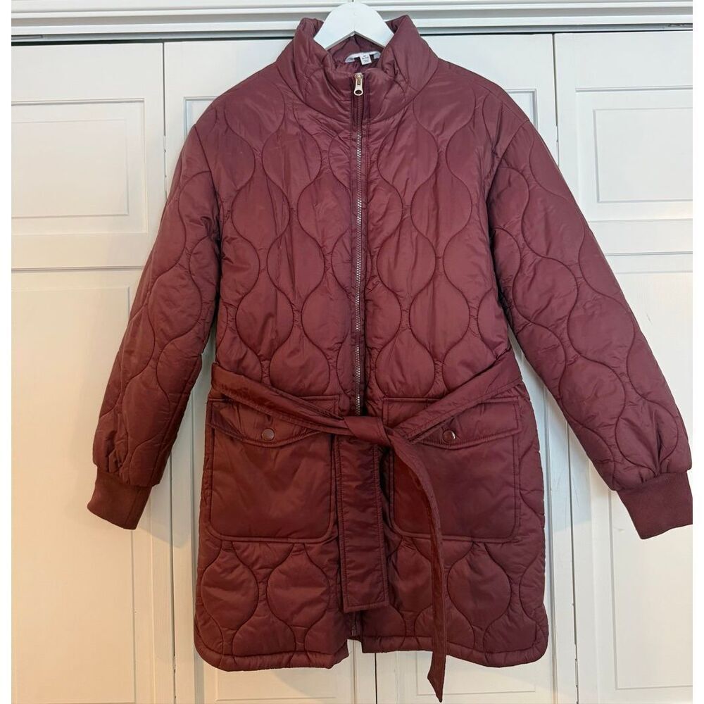 Time and Tru burgundy onion quilted puffer barn jacket size M 8/10 - Picture 3 of 9